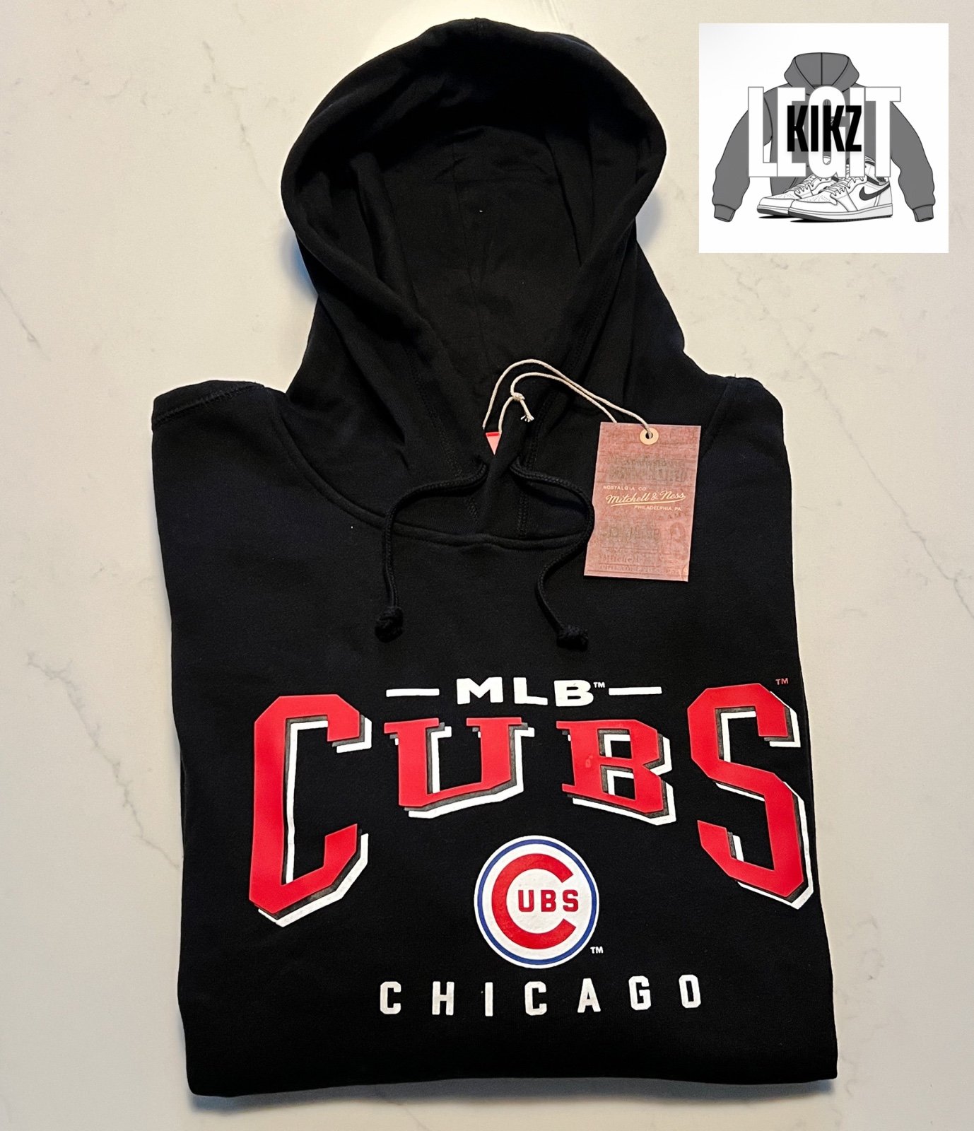 XXL - Men’s Mitchell and Ness Black Chicago Cubs Hoodie - Brand New w Tags