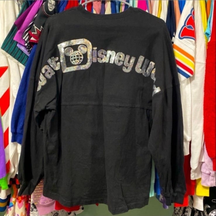 Disney Parks black and silver sequins Spirit Jersey S
