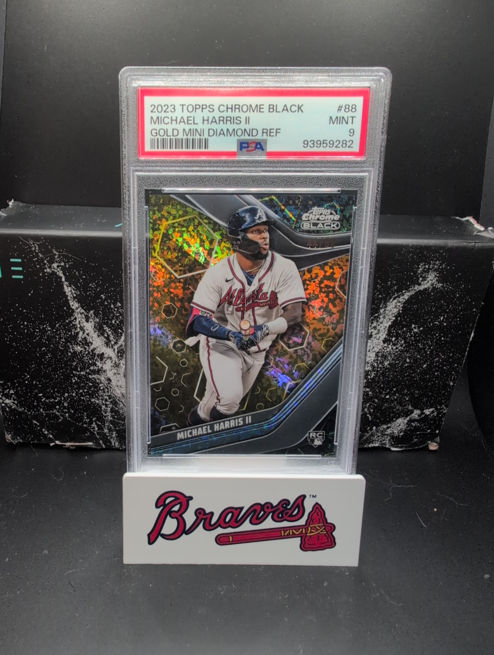 Michael Harris II /50 RC 2023 Topps Chrome Black Gold Mini-Diamond PSA 9