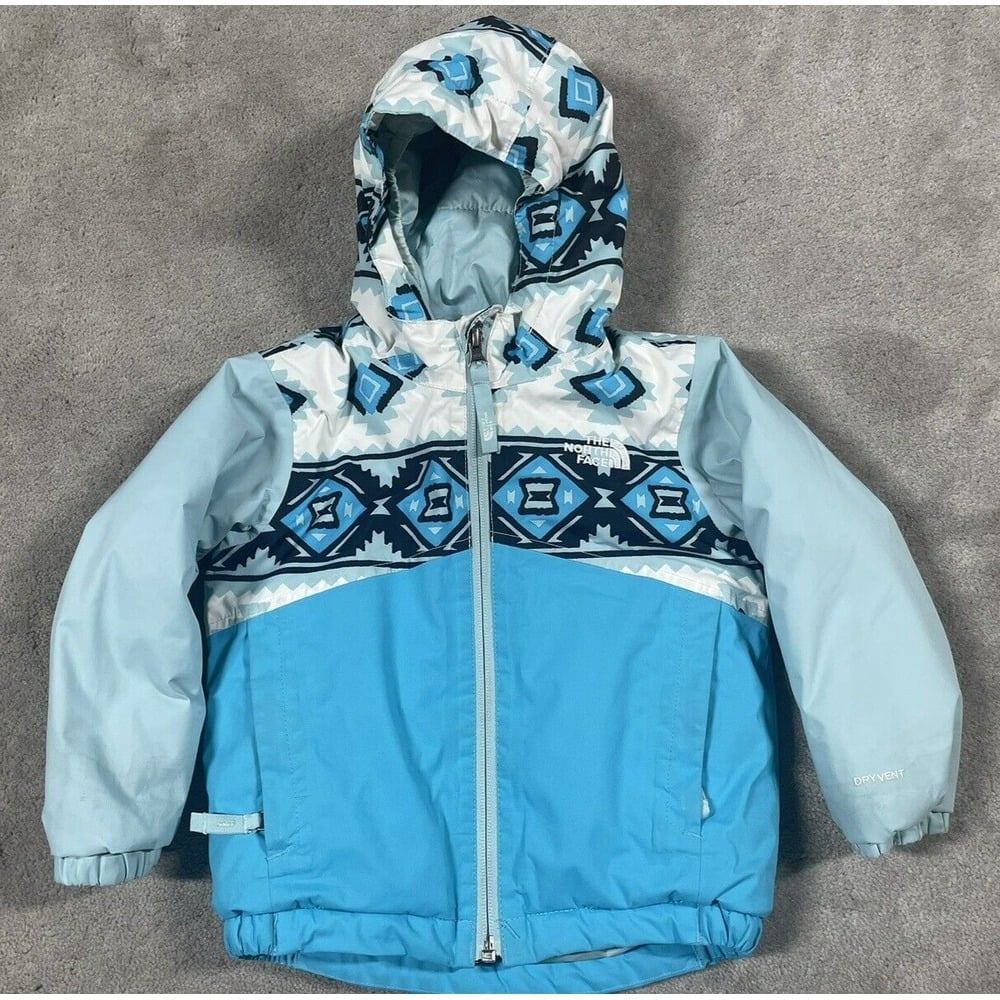 The North Face Winter Coat Toddler Size 2T Blue Jacket Kids Dryvent Geometric
