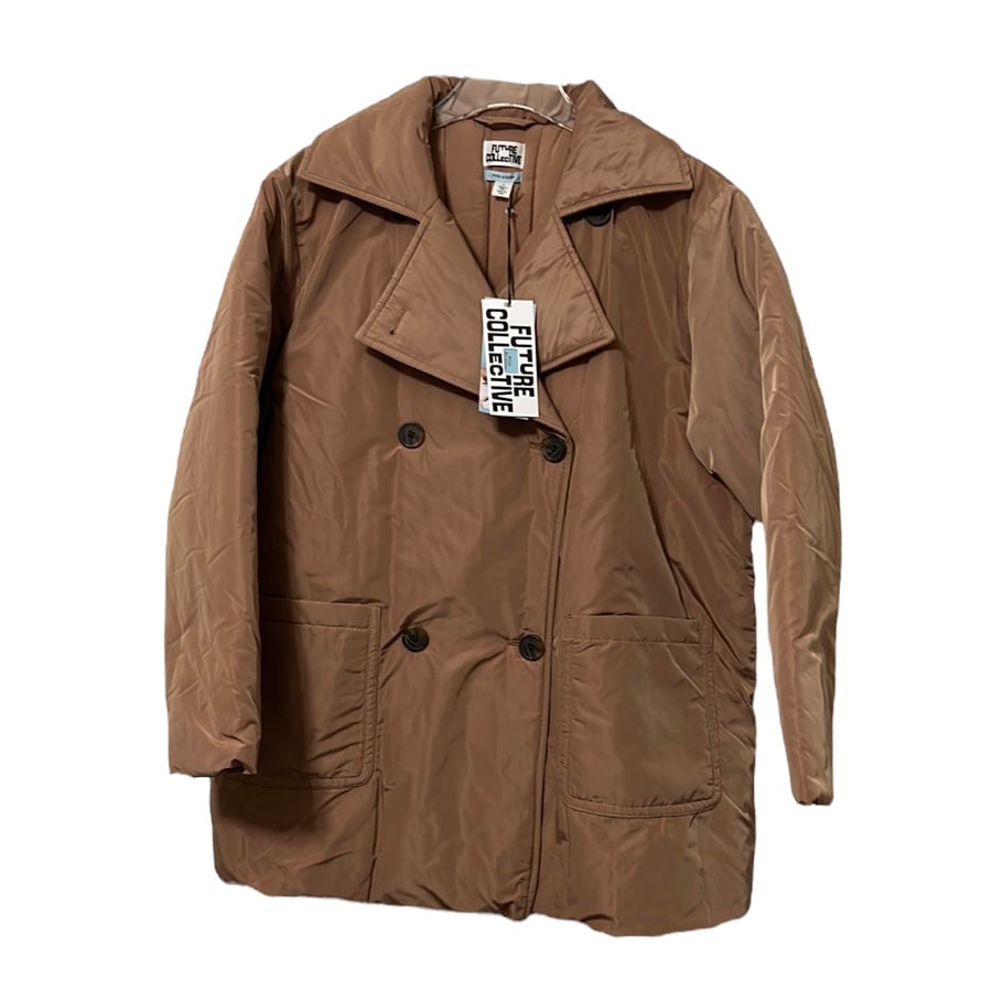 Future Collective Women's Notched Lapel Double Breasted Puffer Coat Size S NW