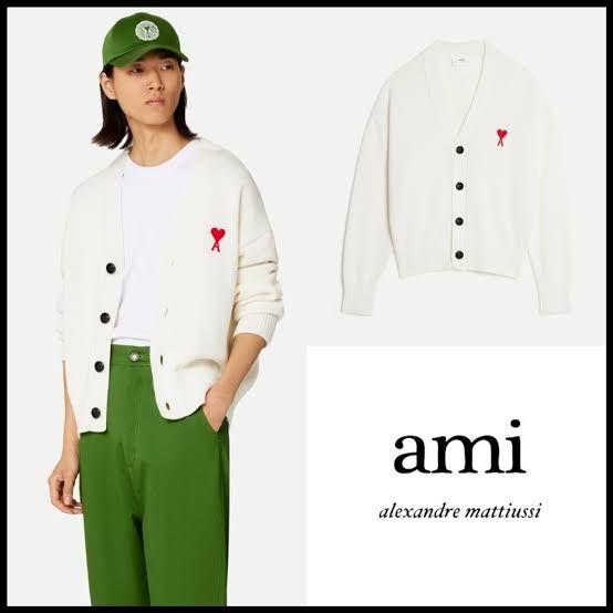 AMI knitted cardigan with heart logo, ami paris.