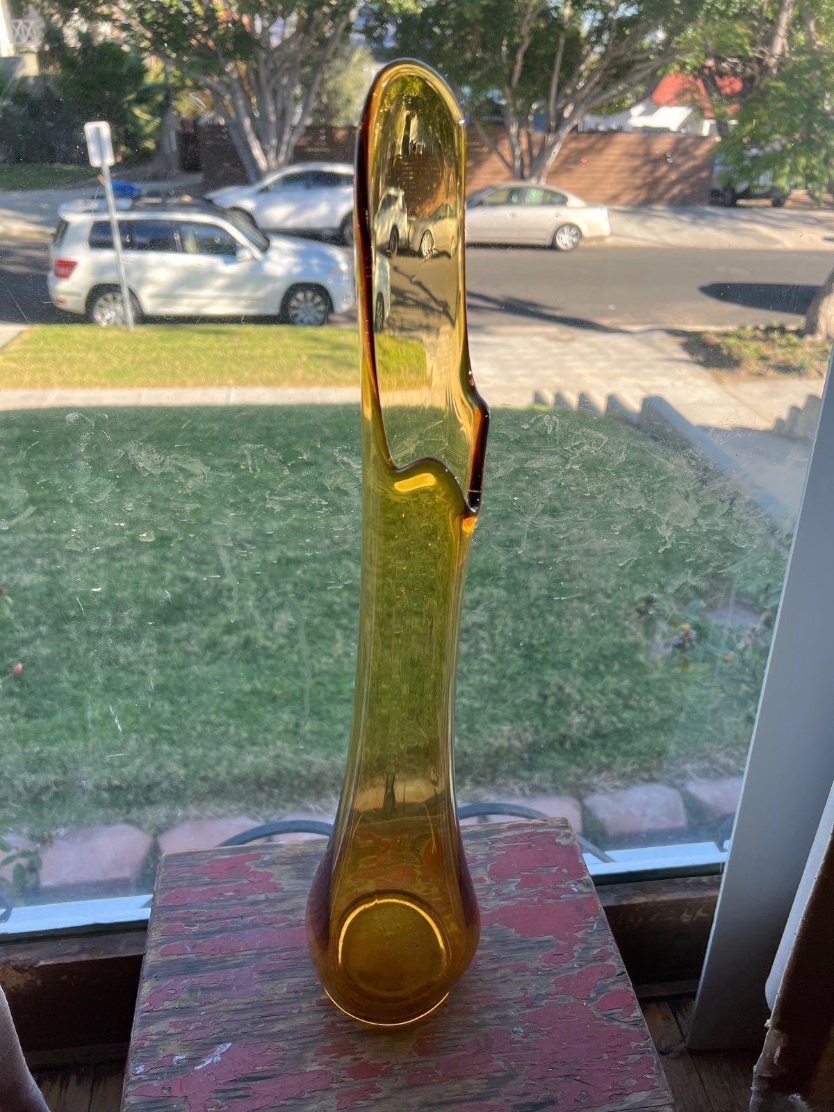 MCM GOLDEN Amber L.E.Smith Simplicity Swung Vase