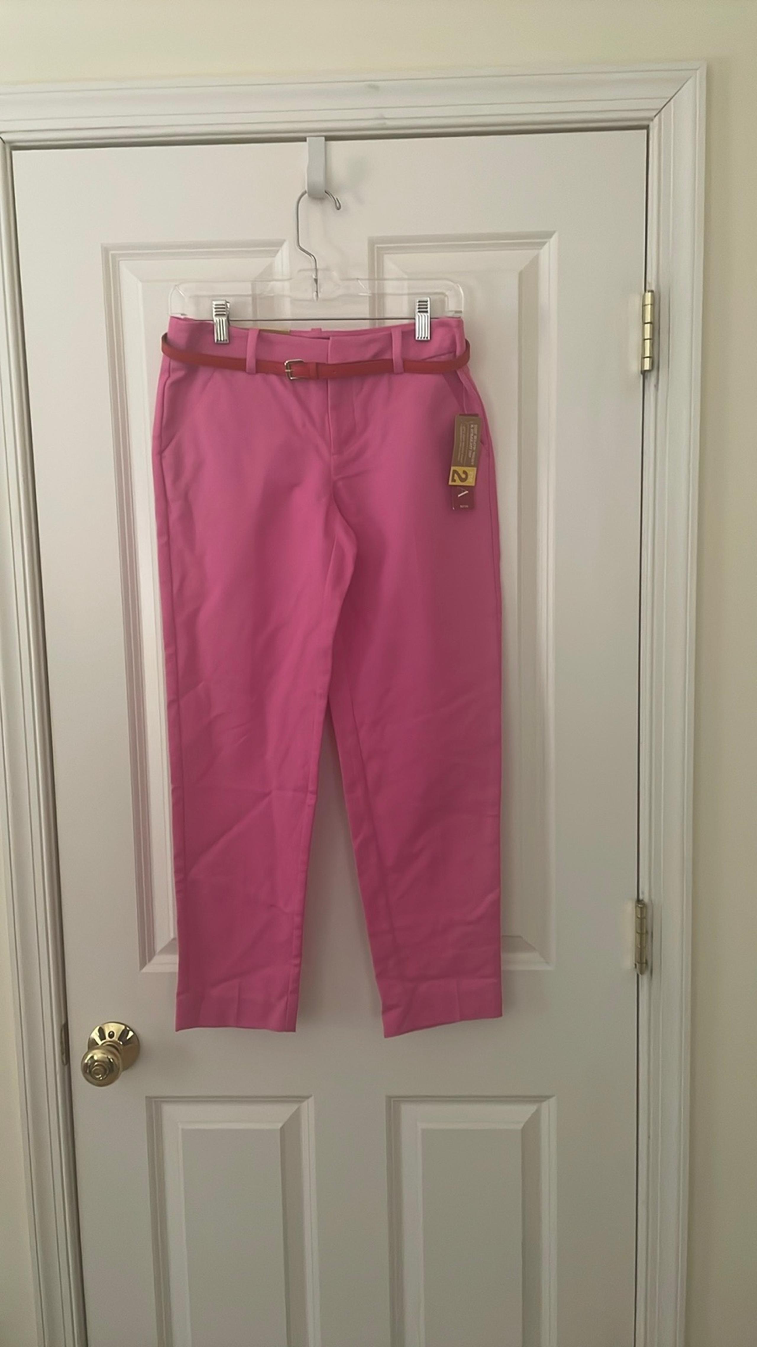 Merona Stretch Pink Ankle Pants with Belt - Size 2
