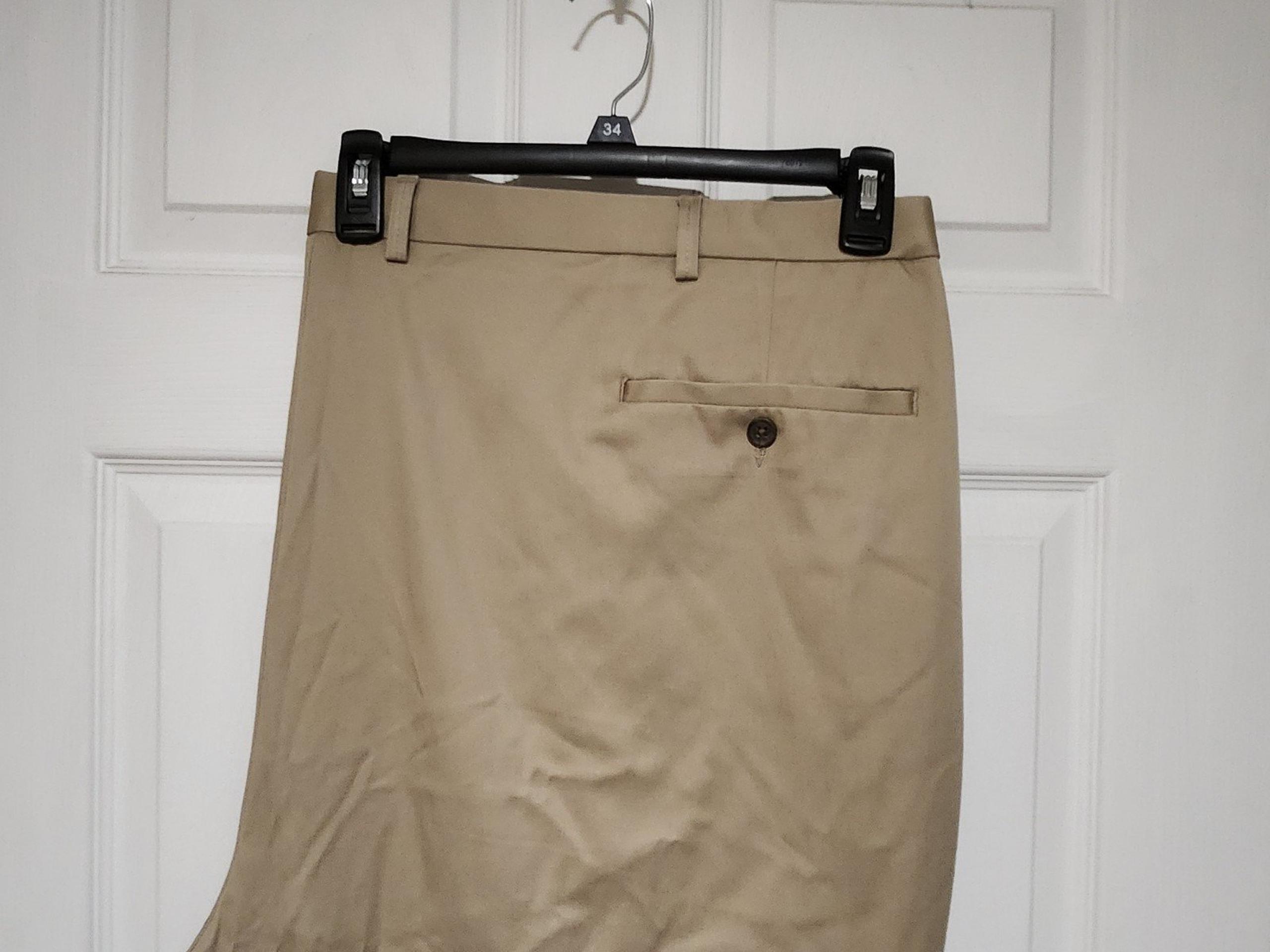 Haggar Dress Pants Mens 54x30 Khaki Classic Fit No Iron Altered Tan Brown