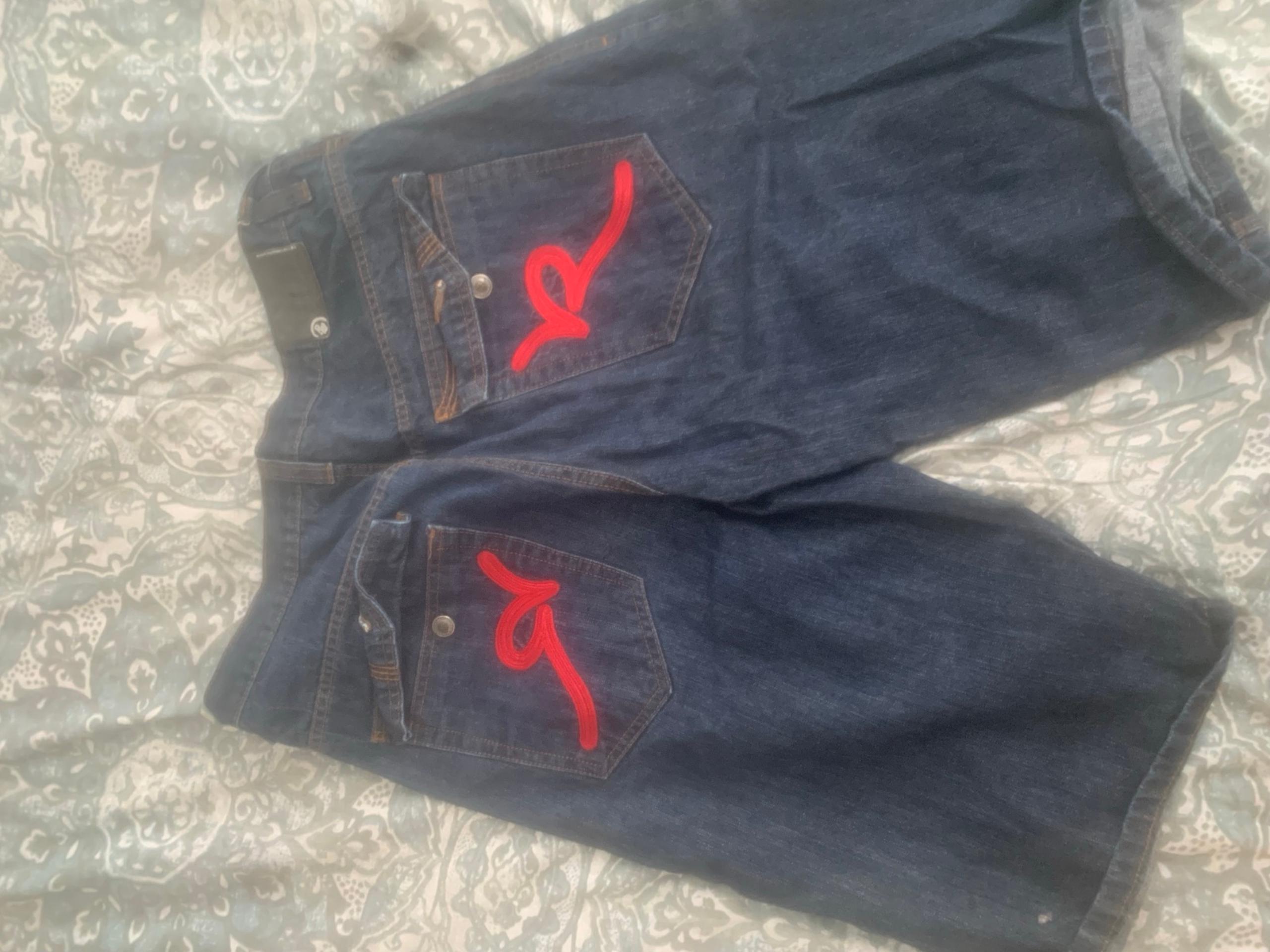 ROCAWEAR denim Shorts MEN sz36LOOSE Baggy Embroidered Skater Hip Hop 1999 Y2K