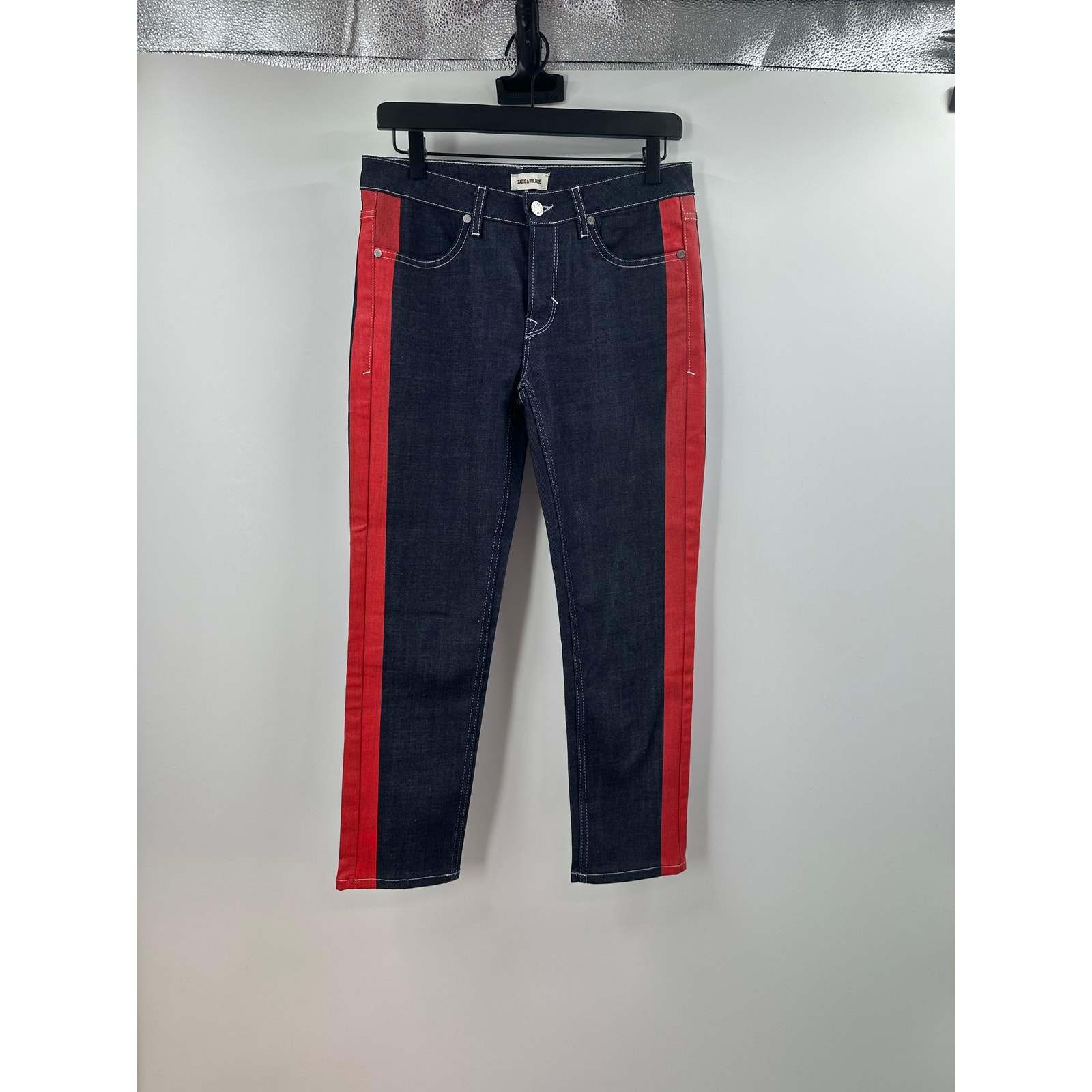 Zadig & Voiltaire Stripe Dark Wash Straight Leg Jean Size 25