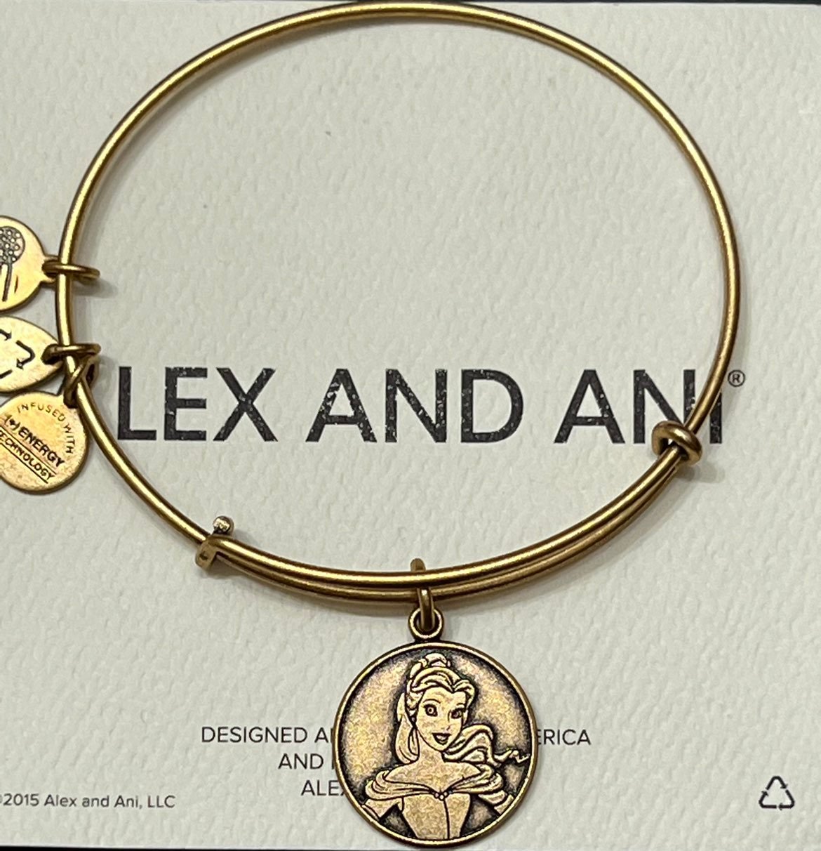 Alex & Ani BELLE Beauty and the Beast Gold Bracelet Disney Parks 2014 RETIRED