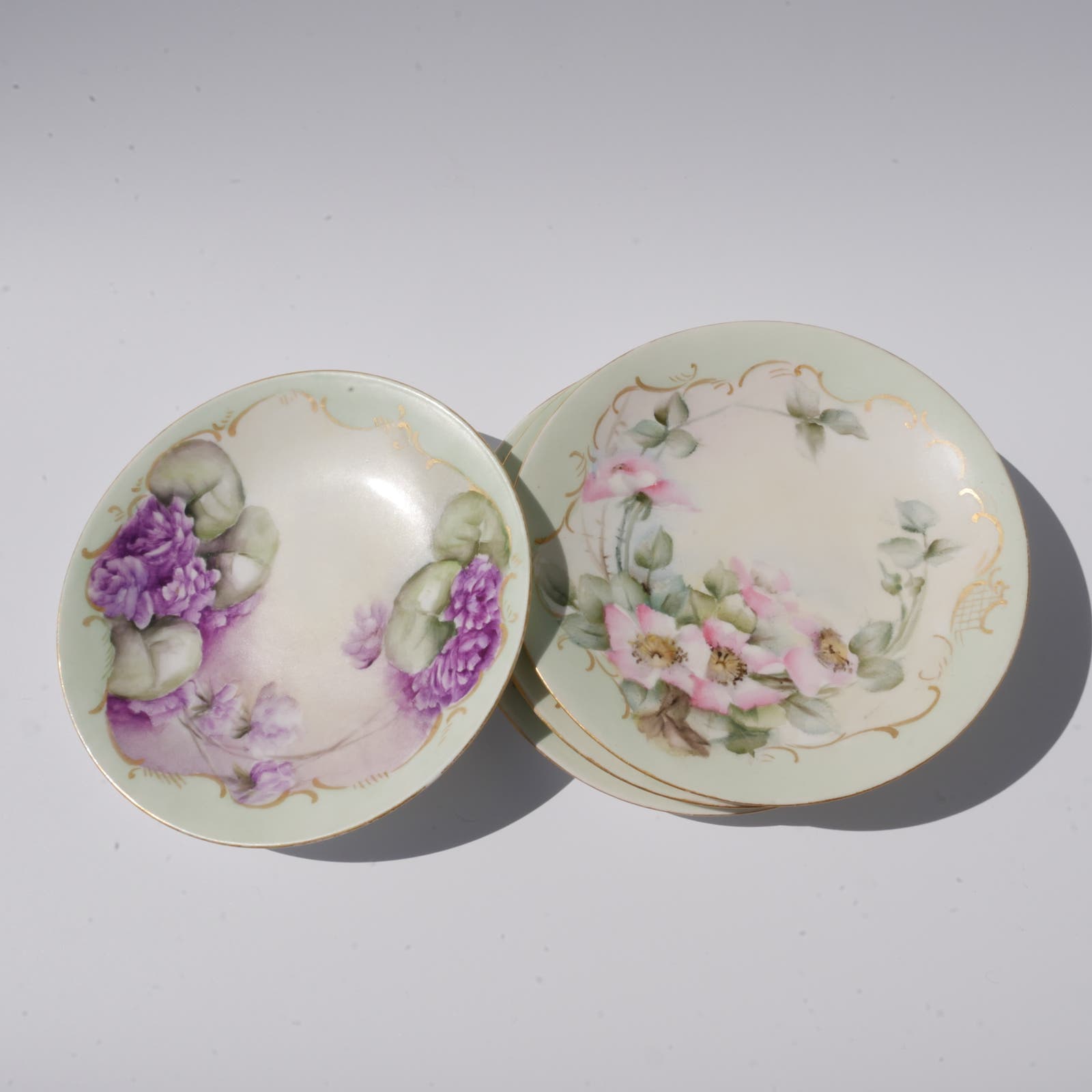 Limoges hand painted floral plates set of 4 porcelain plates |Antique JPL France