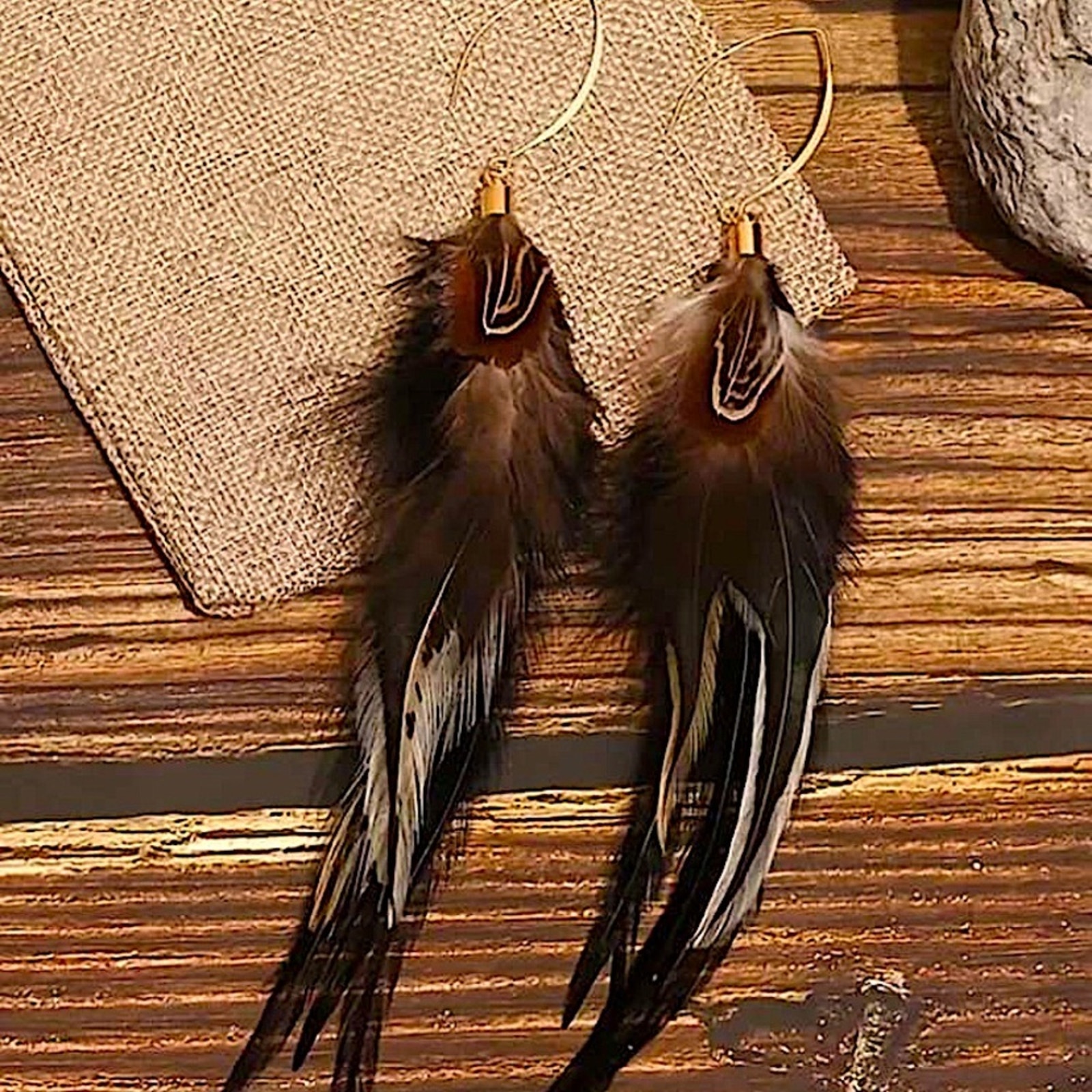 Bohemian Handmade Feather Dangle Earrings, Tribal Design, Western, Boho,…