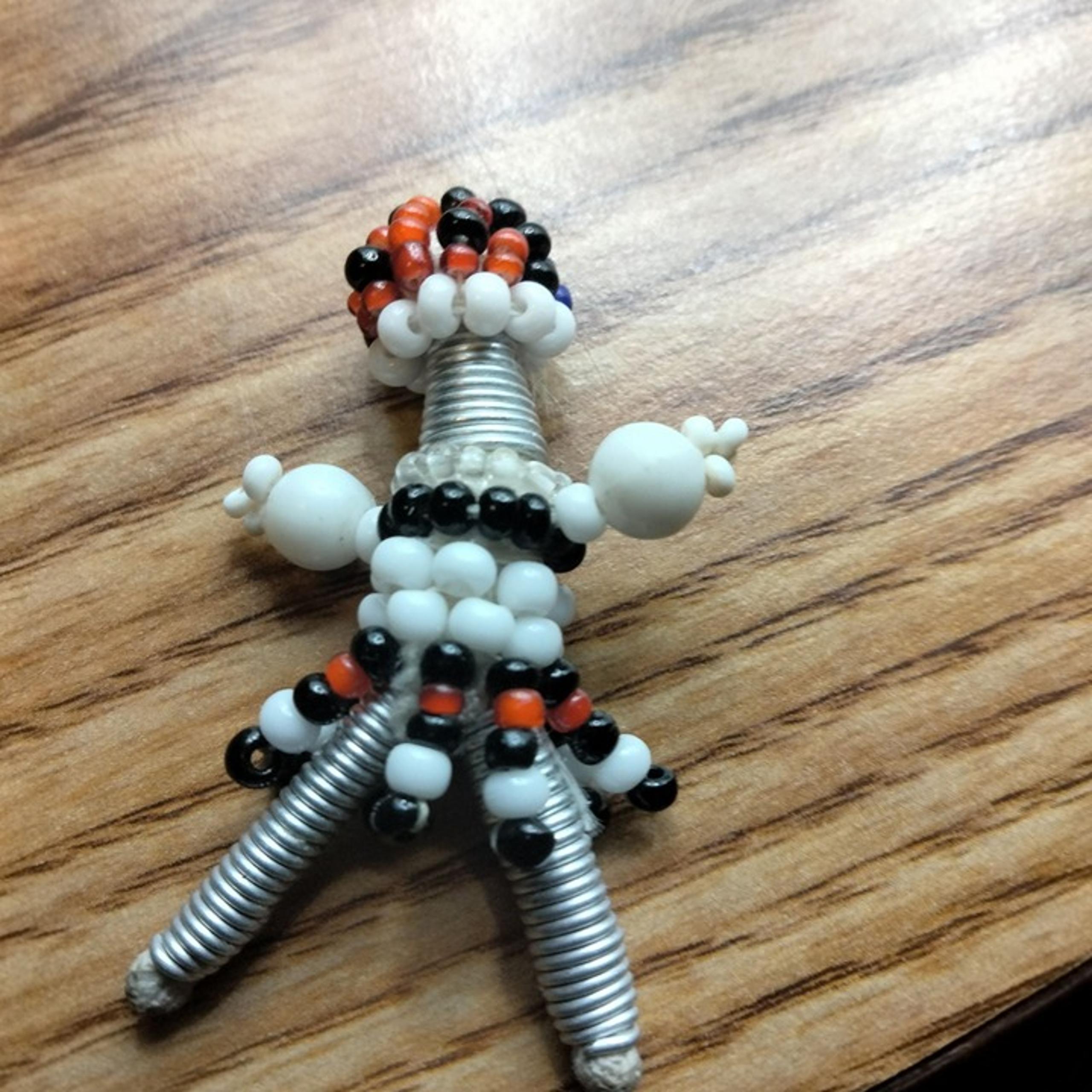 Beaded Ndebele Doll Charm Southern Africa Folk Art Beaded Wire Figurine Vintage - Charms