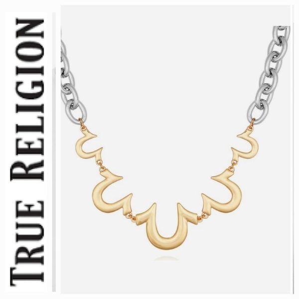 True Religion Horseshoe Two-Tone Chain Link Statement Necklace