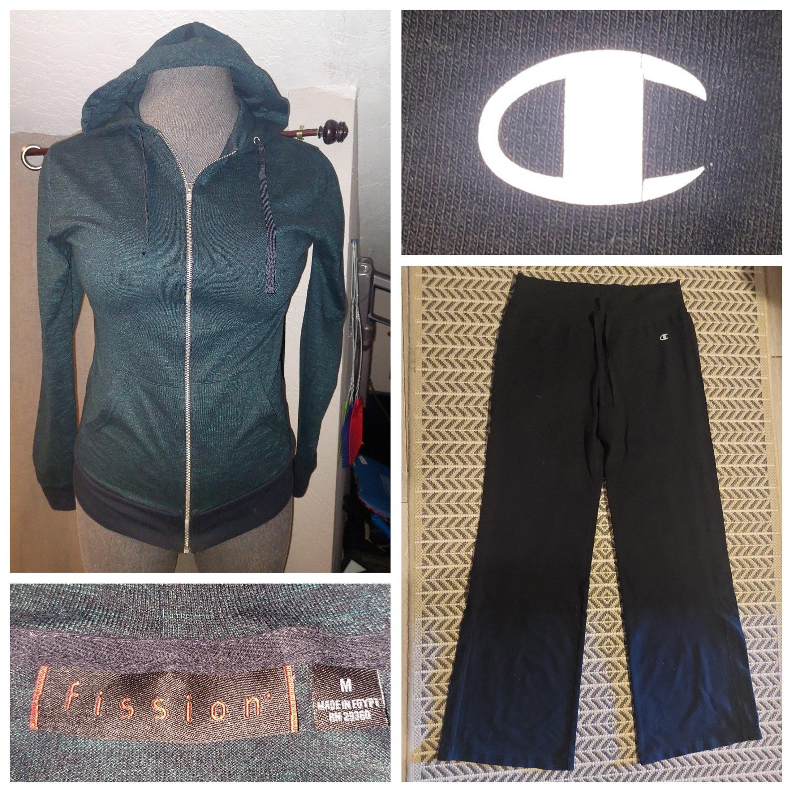 Sz. Medium Like New Full Zip Hooded Sweatshirt & Champion Yoga Pants/Sweats