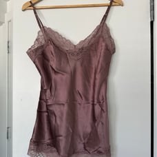 Italy Intimissimi 100% silk Lace Camisole Top Orchid Mauve RARE new with tags