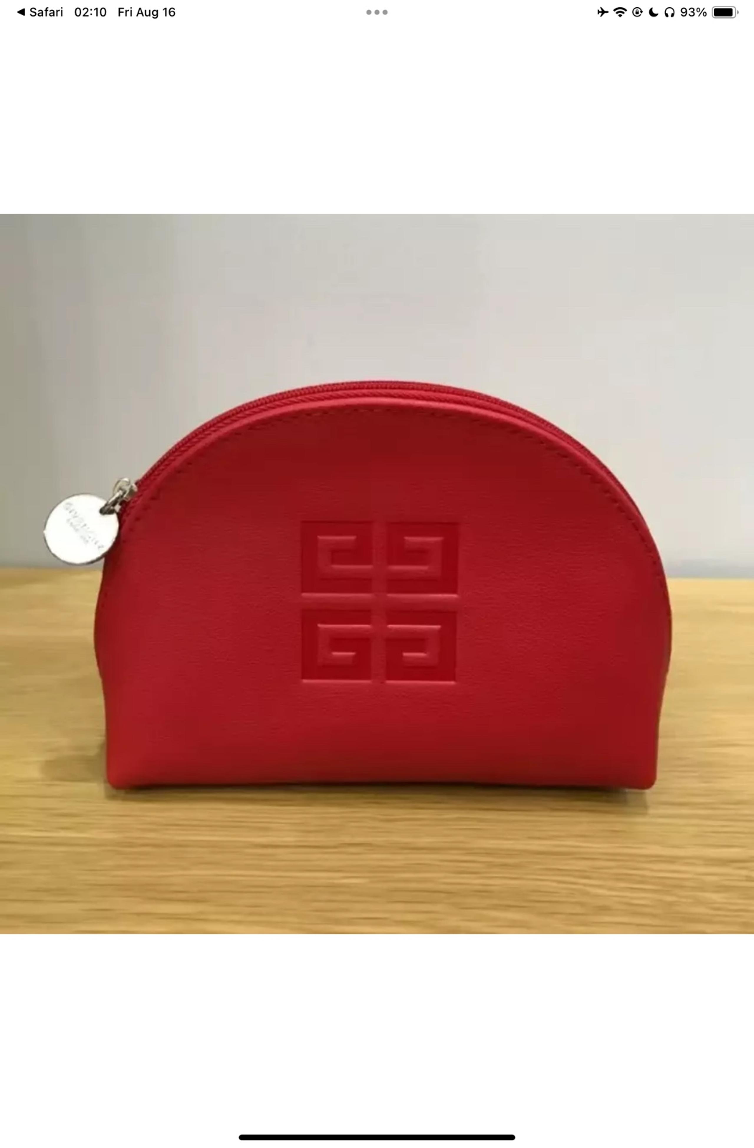 Givenchy Parfums Logo Pouch Cosmetic Bag Clutch Red Shell Shape Small Wallet