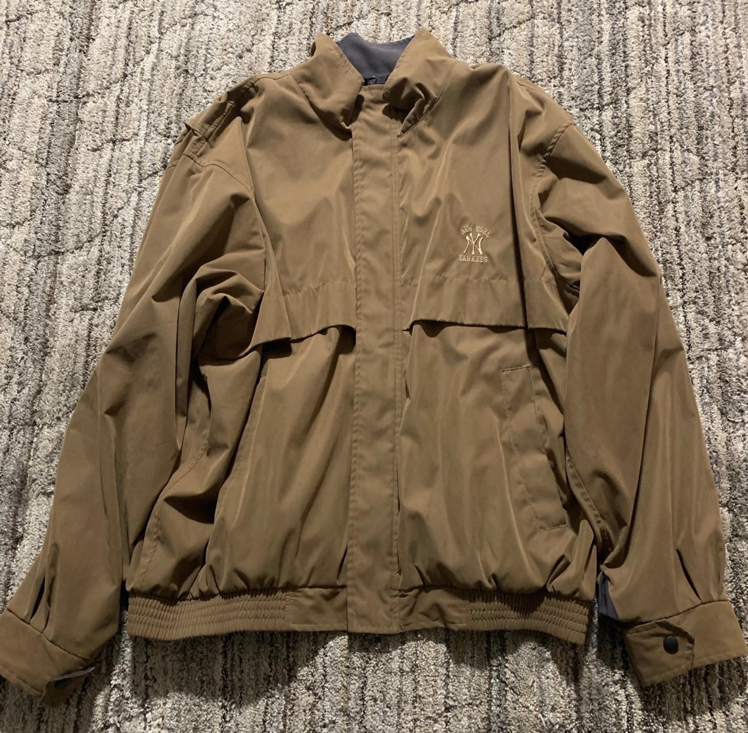 Vintage Antigua NY Yankees Mens Full Zip Windbreaker Jacket Brown