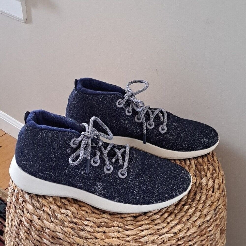 Allbirds Mens Wool Muzzle Navy/Grey High-top Sneakers White Soles Size 12