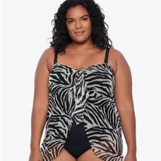 Lauren RALPH LAUREN Plus Size Zebra Print Flyaway One Piece size 18W zebra