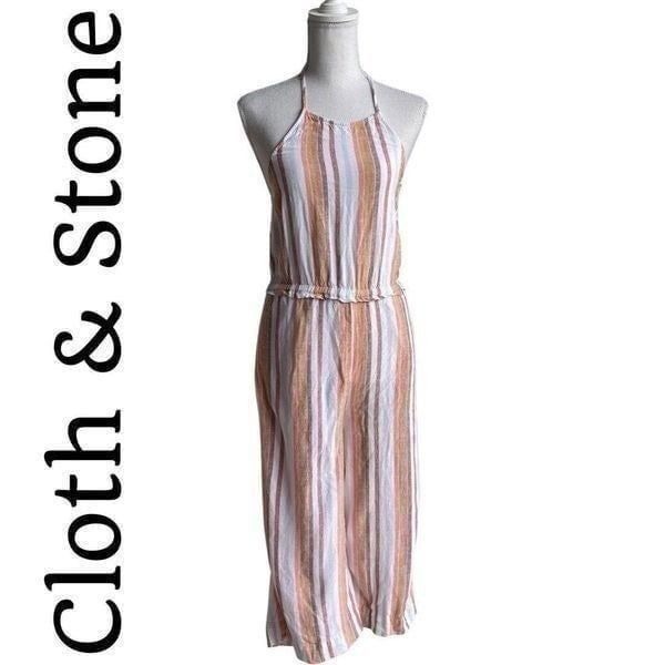 CLOTH & STONE anthropologie linen/ rayon blend, halter neck jumpsuit