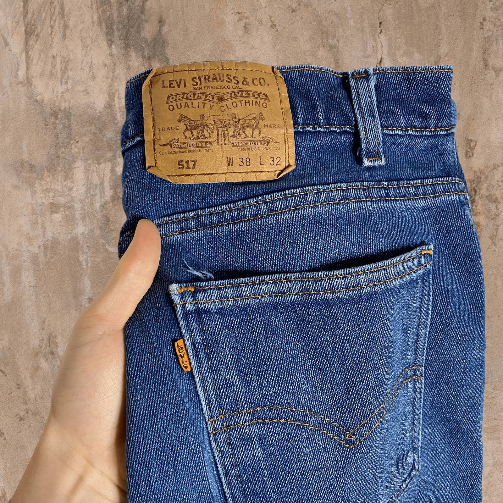 Vintage Orange Tab Levis 517 slim Fit Bootcut Jeans Made in USA 人気商品・アウトレット denim lot.517