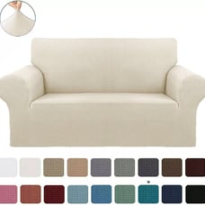 Beige 2-Piece Set Slipcover Sofa & Loveseat Cover Protector 4-Way Stretch