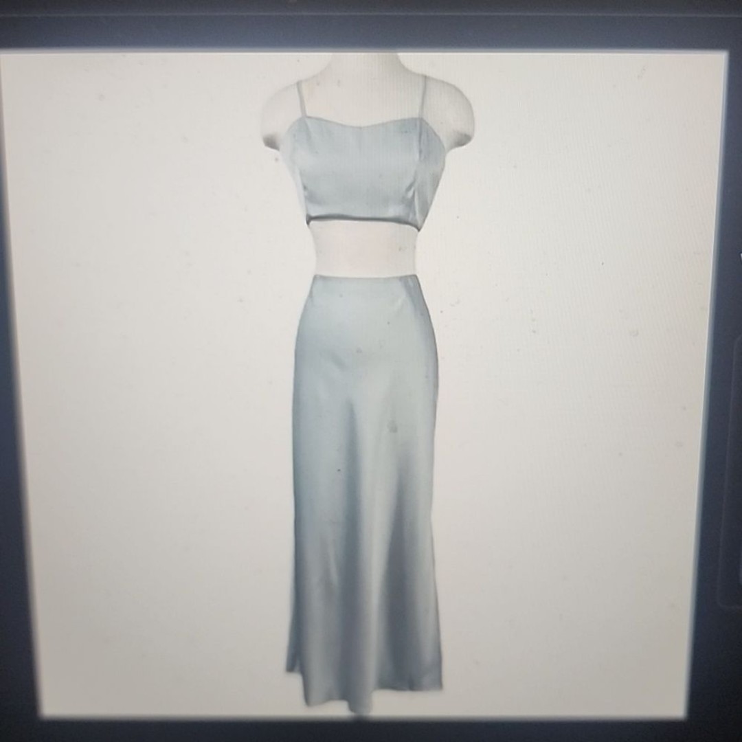 HOUSE OF HARLOW 1960 2 PC SET CROP TOP & MAXI SKIRT SATIN SIZE M