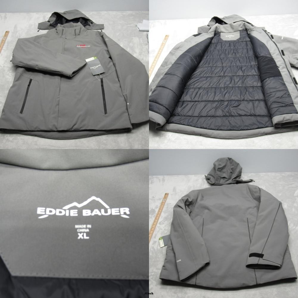 Eddie Bauer Jacket Men XL Gray WeatherEdge + Insulated Hood Coke Employee NWD
