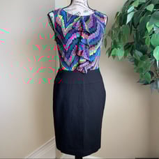 Trina Turk Ruth Later Gator Ruffle Sheath Dress Multicolor Sz 4