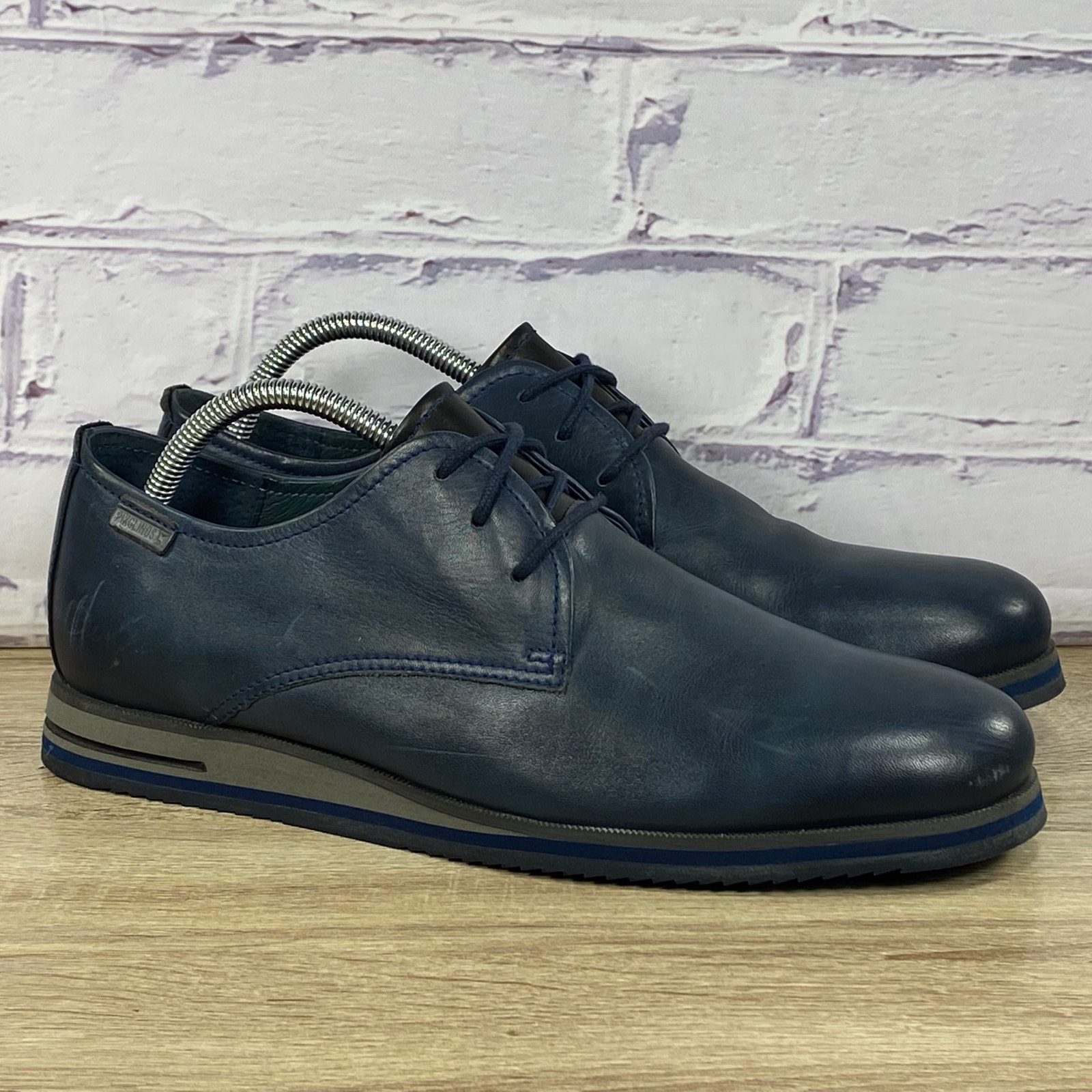 Pikolinos Leon Navy Blue Leather Lace Up Oxford Shoes Men's EU 42 US 8.5 Derby
