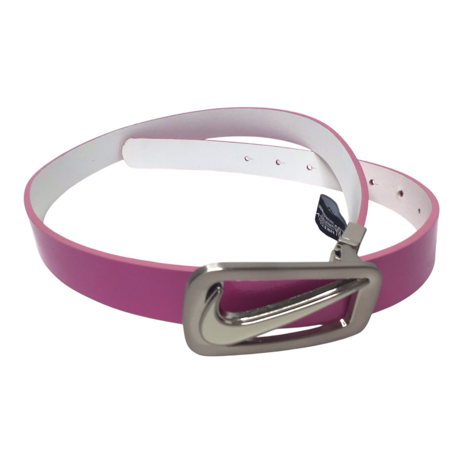 Nike Womens Golf Reversible Belt E.86 Pink White Silver Swoosh Buckle 42”