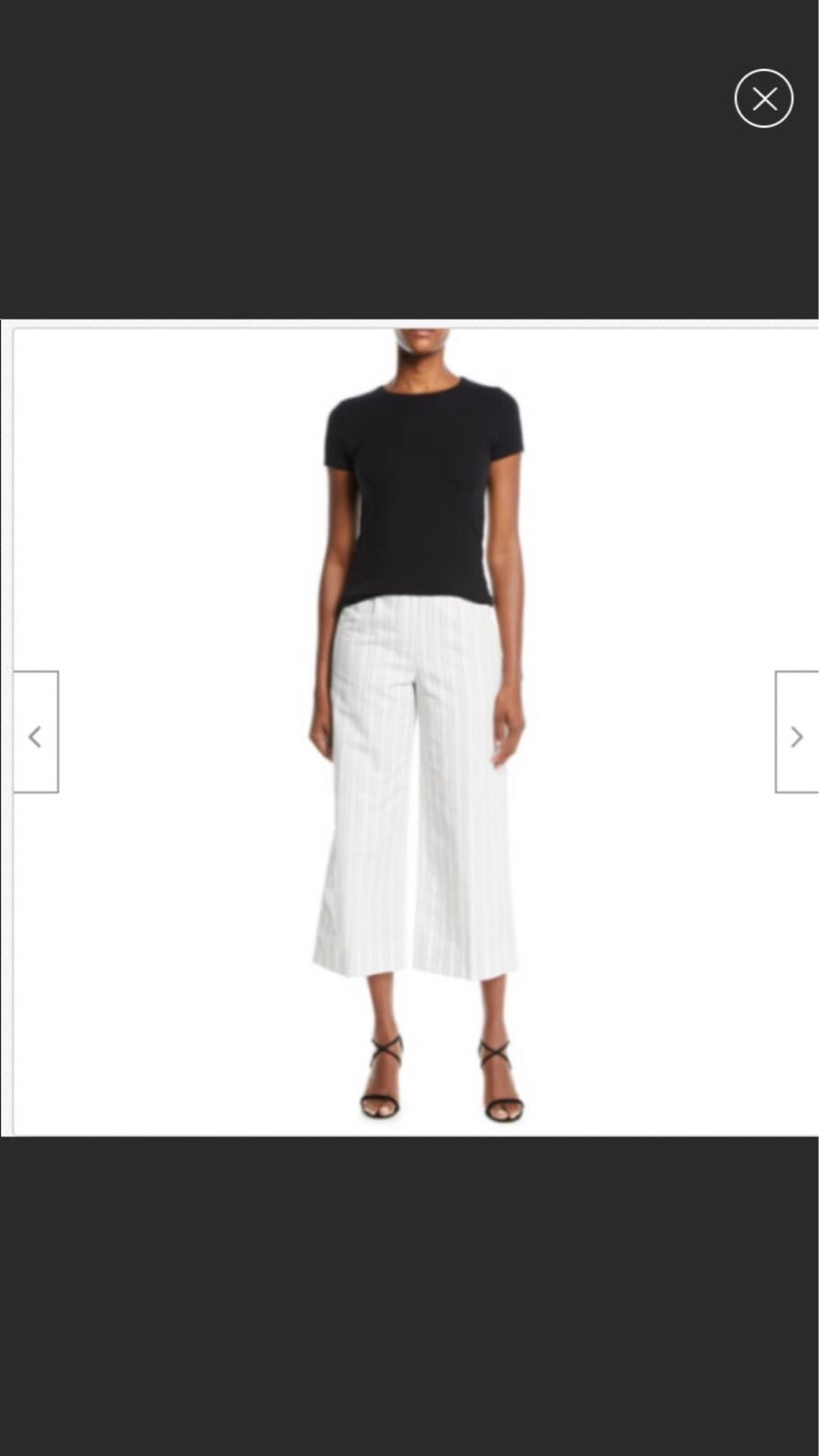 Wide Leg Cropped Striped Linen Blend Pants - Rebecca Taylor