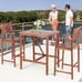 3PCS Bar Set Acacia Wood Bar Height Patio Bistro Dining Set Outdoor
