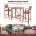 3PCS Bar Set Acacia Wood Bar Height Patio Bistro Dining Set Outdoor