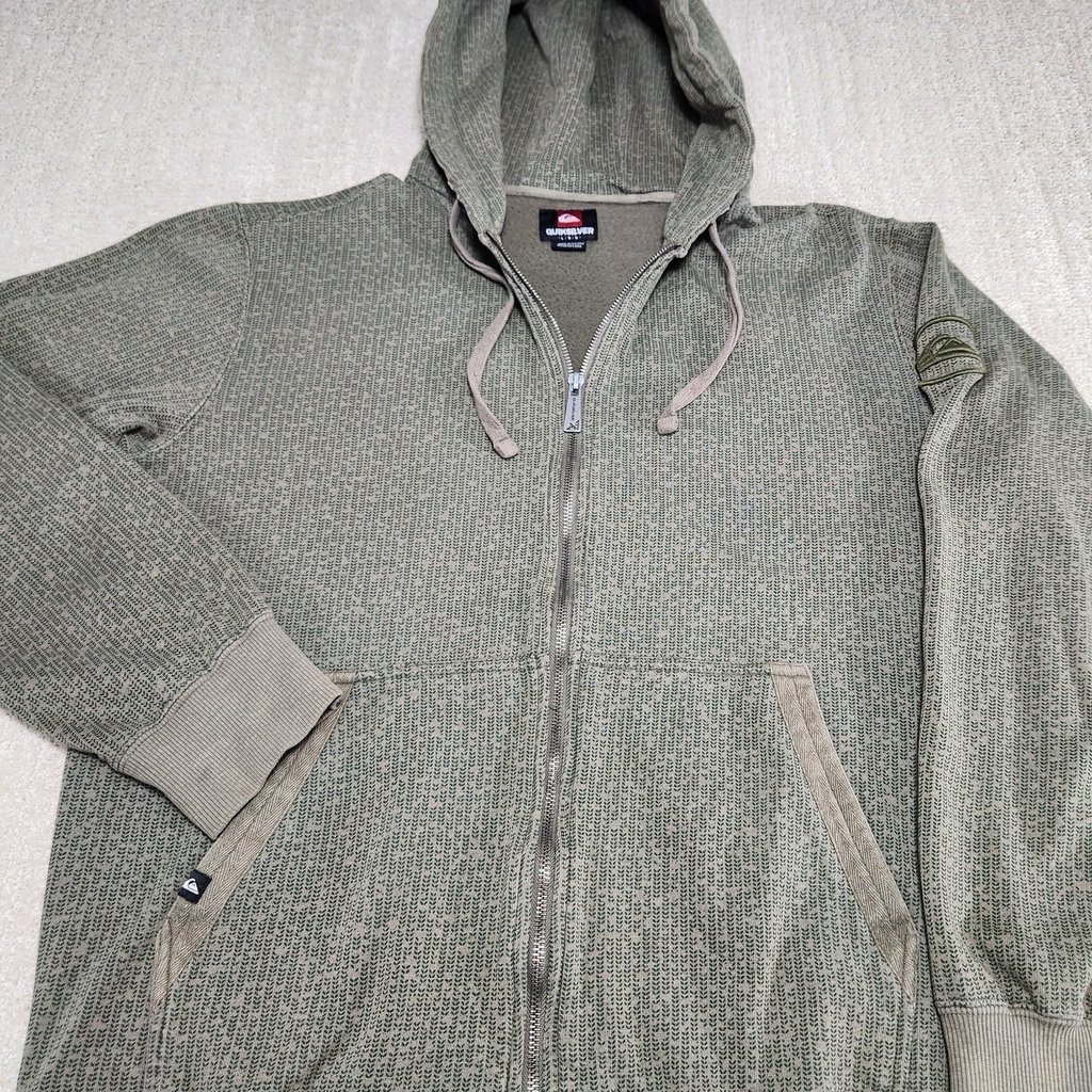 Vintage Y2K Quicksilver Hoodie Men Large Geometric AOP Pinkman Surf Skate Sweat