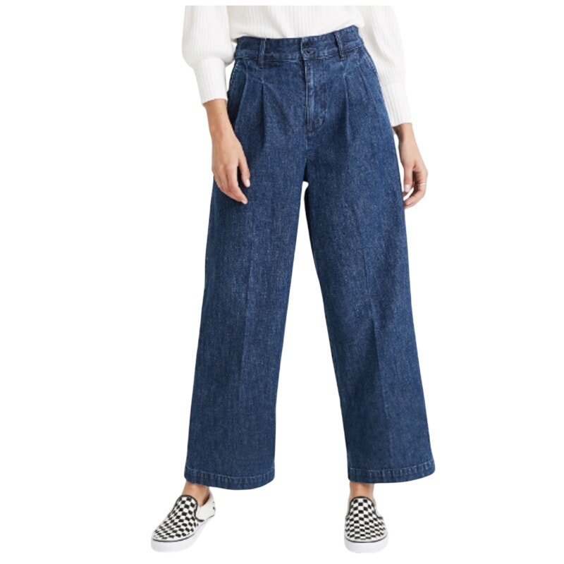 Madewell 6 Pleated Wide Leg Jeans in Seabrook Wash