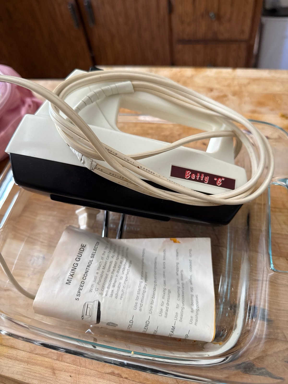Antiques Betty g hand mixer with box - detail