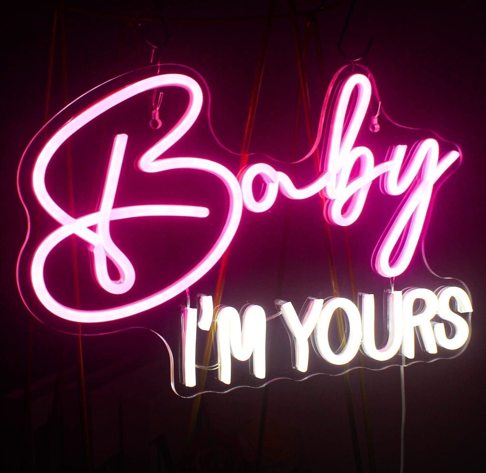 Romantic Bright Pink “Baby, I’m Your” LED Love Light Room Wall Decor