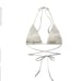 Skims Jacquard White Marble Monogram Triangle Bra NWT Size Large