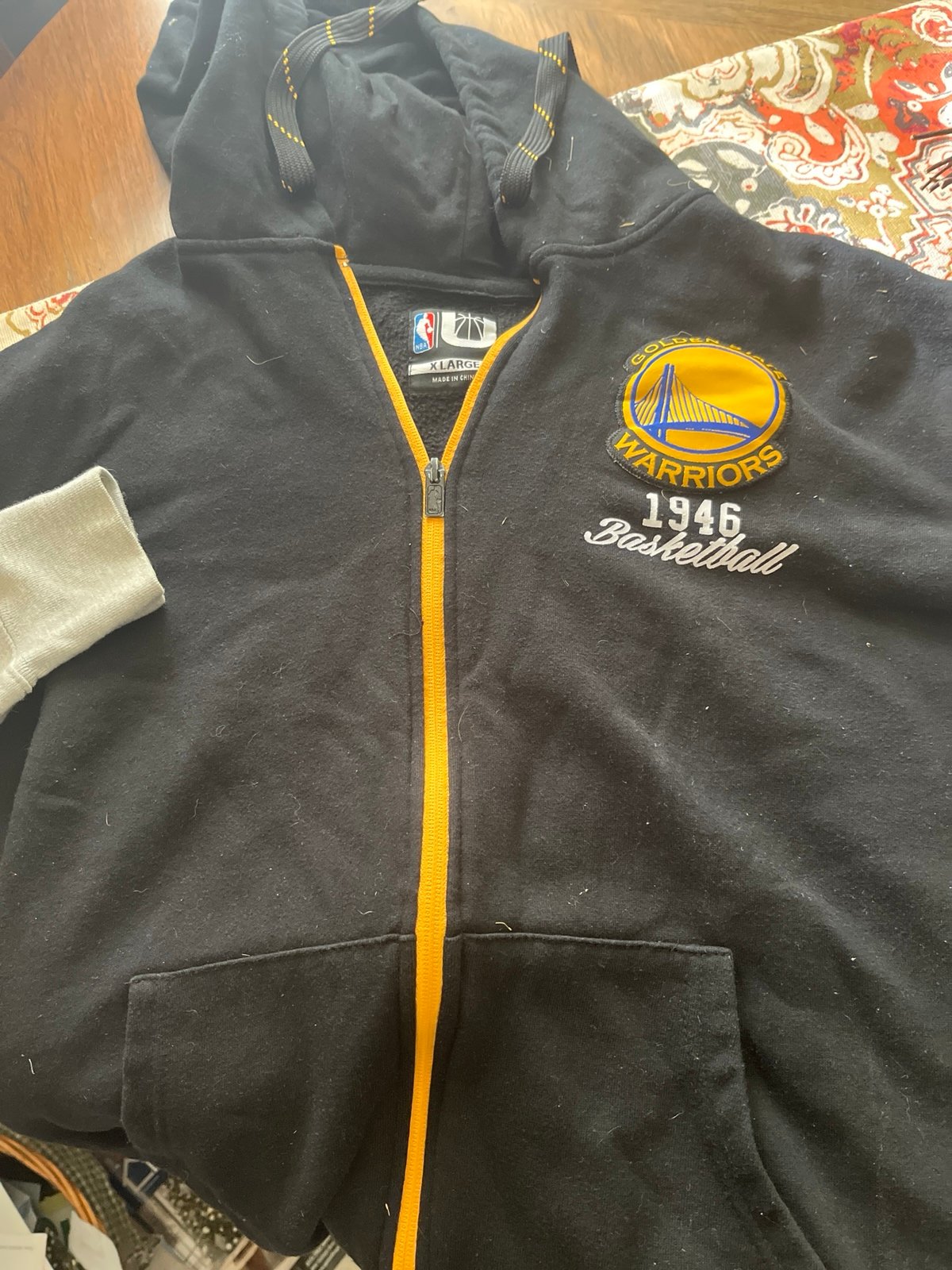 Warriors Zip Up Letterman Jacket with Hood XL Sale