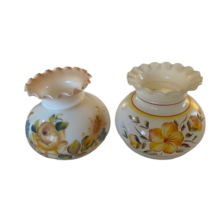 2 X Classic Hand Painted Champagne shops Dresden Student Shade w/ Autumn Florals and C