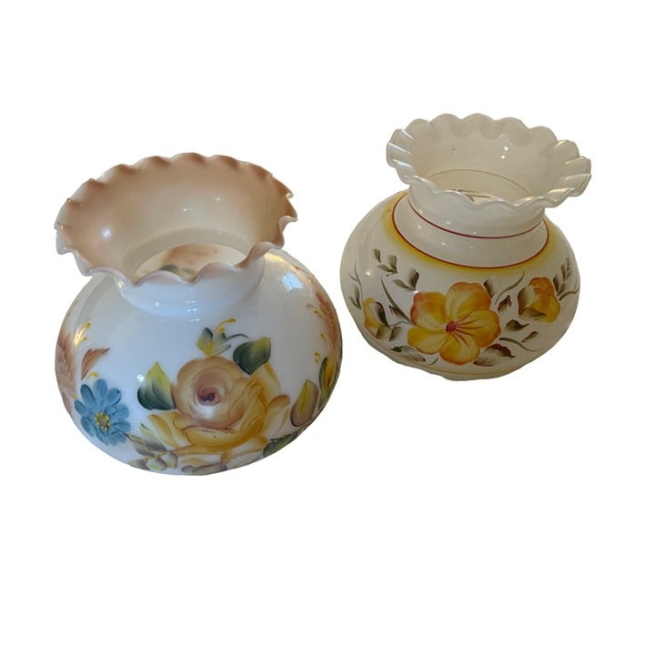 2 X Classic Hand Painted Champagne shops Dresden Student Shade w/ Autumn Florals and C