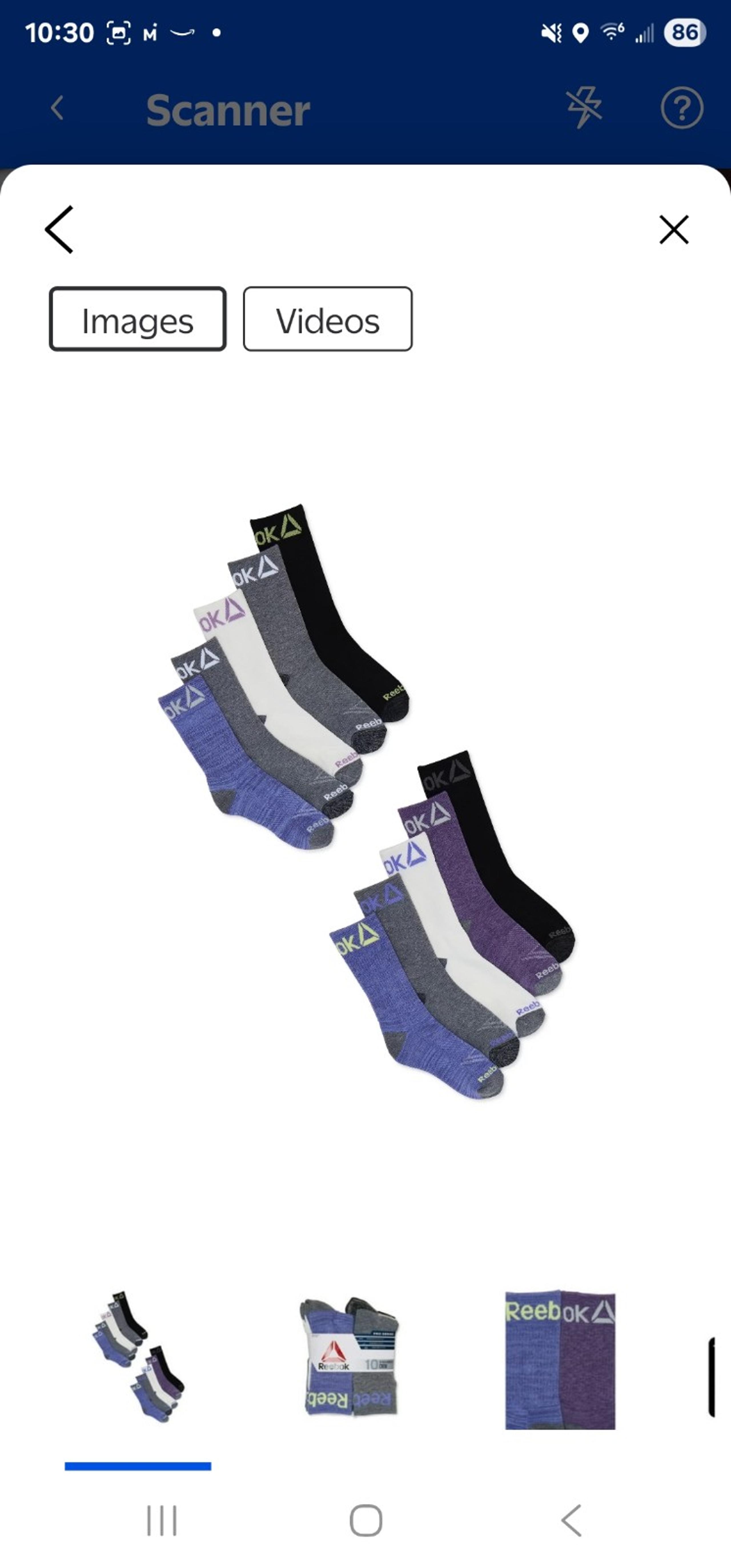 Reebok. Women's 10 Pack Extended Size Socks. Fits shoe sizes 9-12. New.