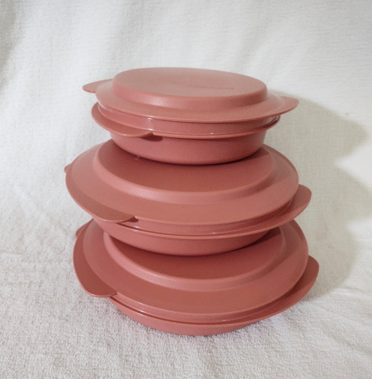 Vintage Tuperware Set 3 Dusty Rose dish w lids