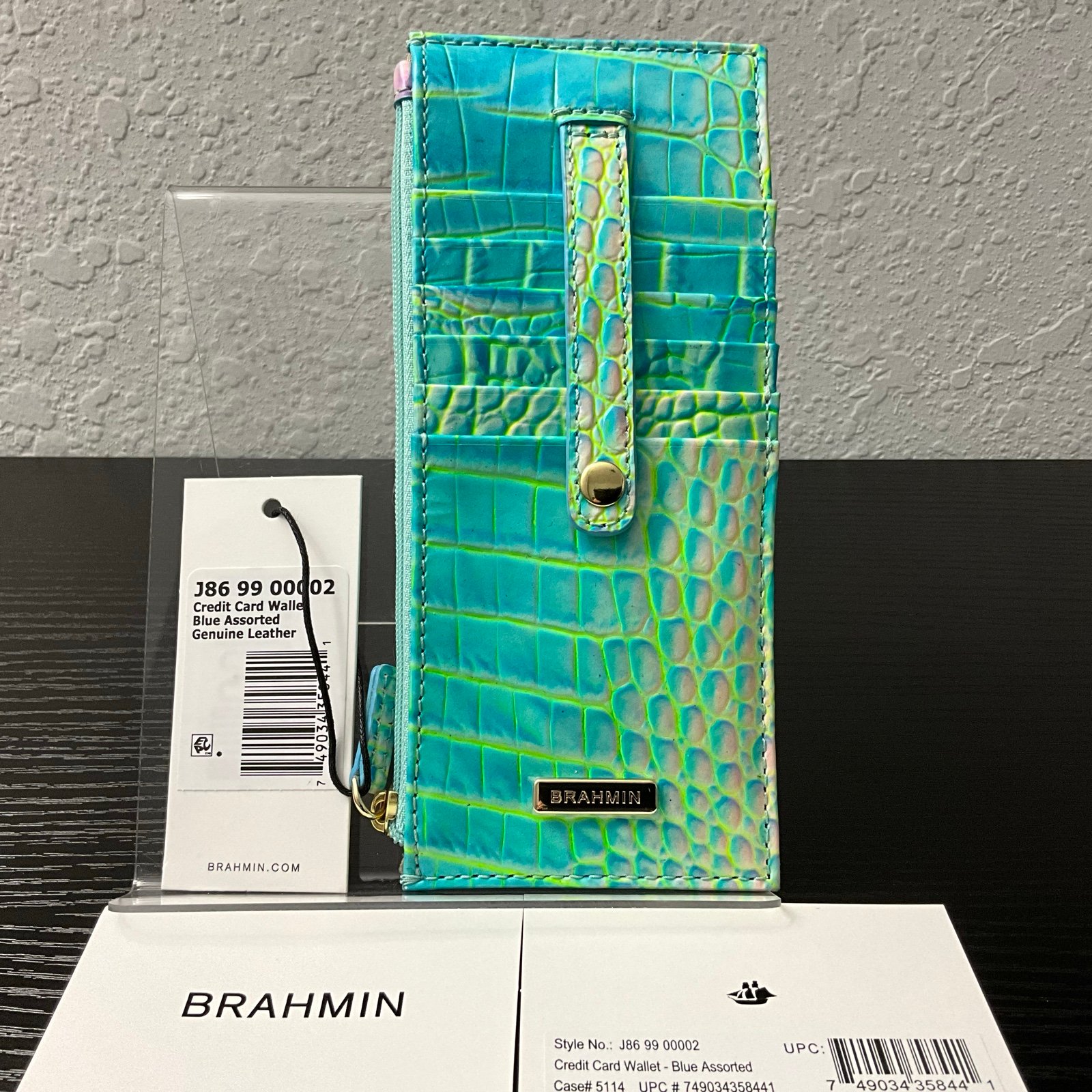 Brahmin Credit Card Wallet Tower COTTON CANDY MELBOURNE Leather NWT