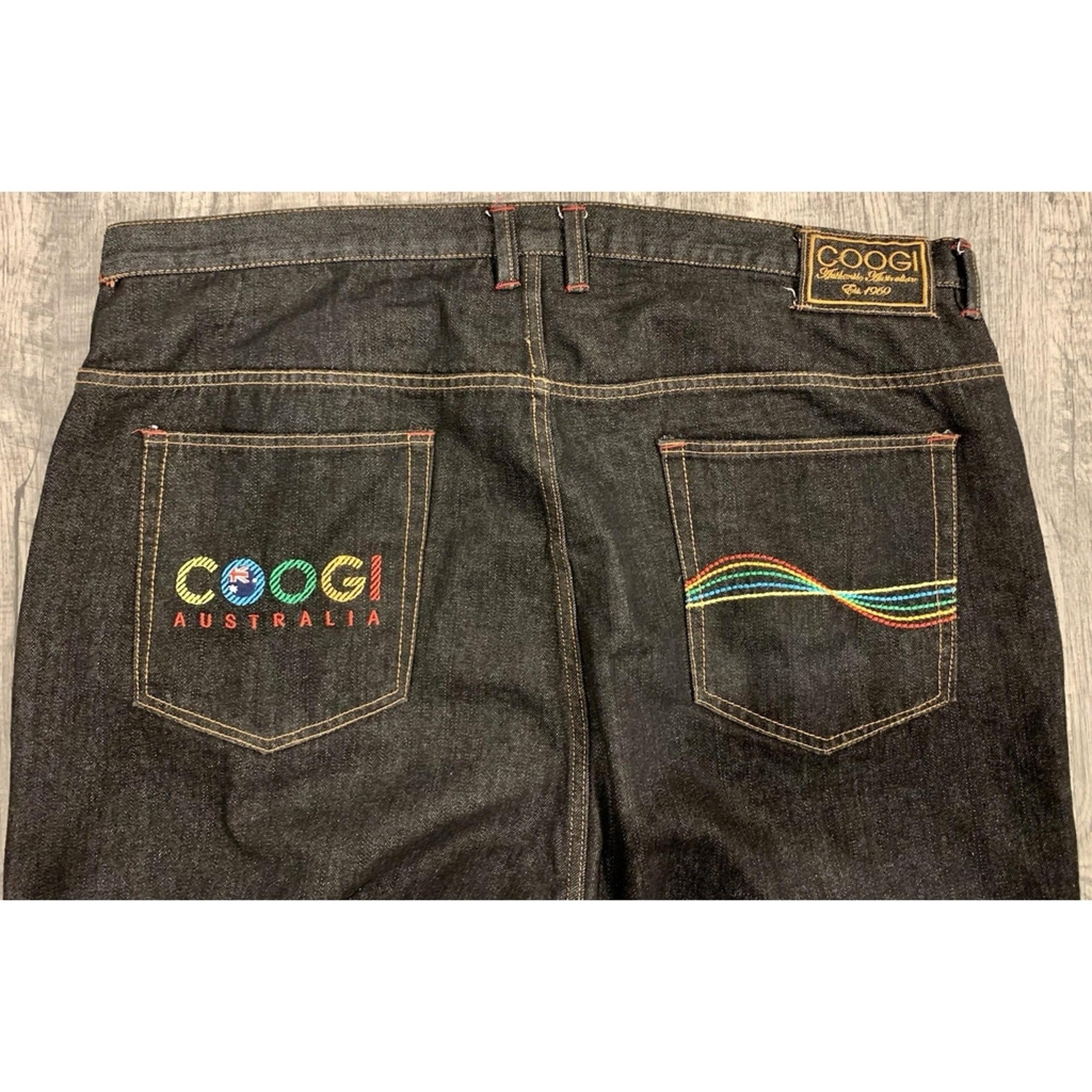 Coogi Jeans Men's Black Size 46x34 Embroidered Pockets 90s Y2K Baggy Hip Hop