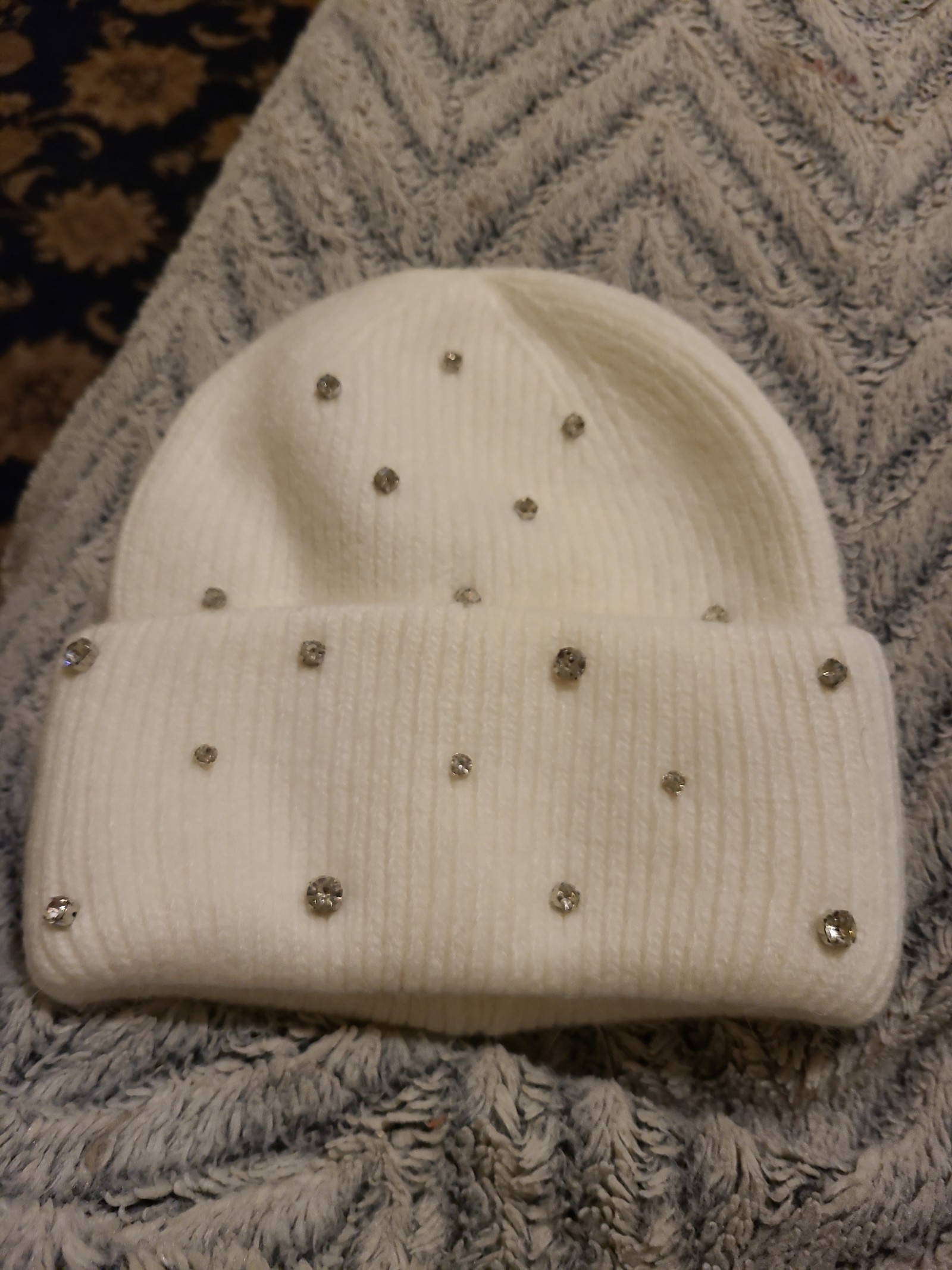 Luxury Rhinestone Beads Knitted ladies beanie