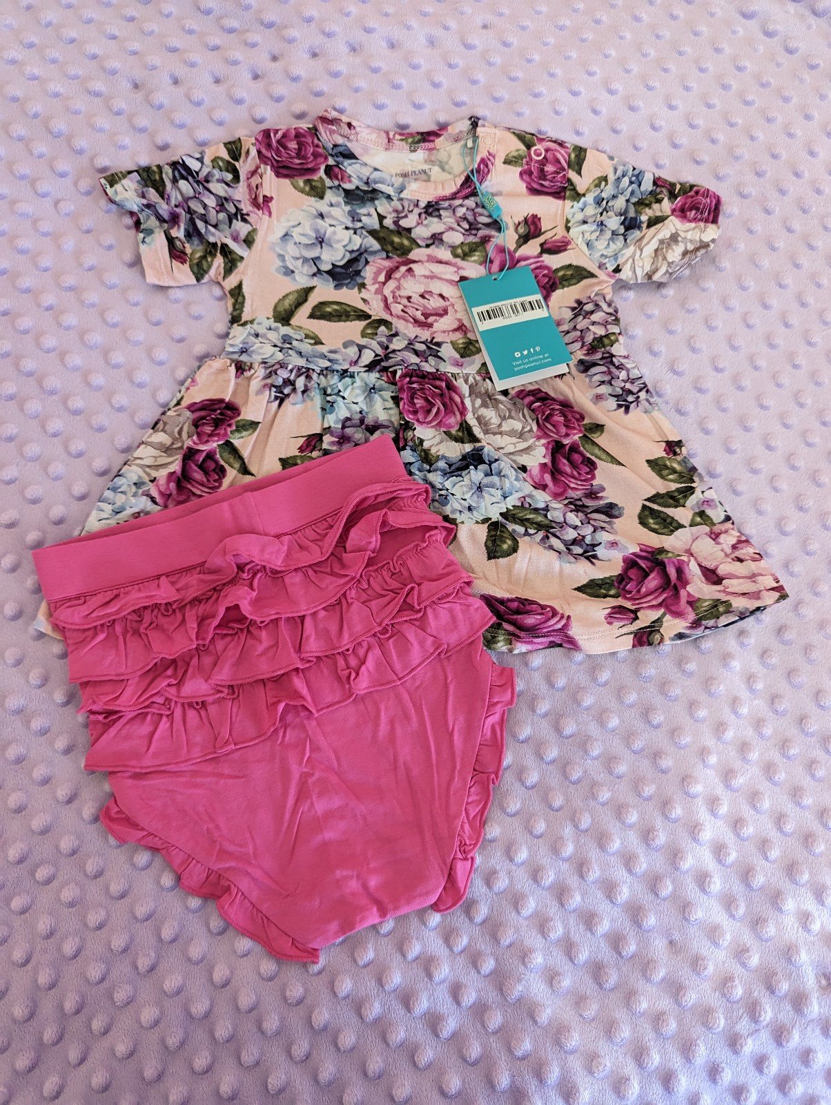 Posh peanut Monroe ruffled bummie and peplum set