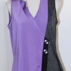 Jamie Sadock Purple Black Sleeveless Golf Shirt Size Medium