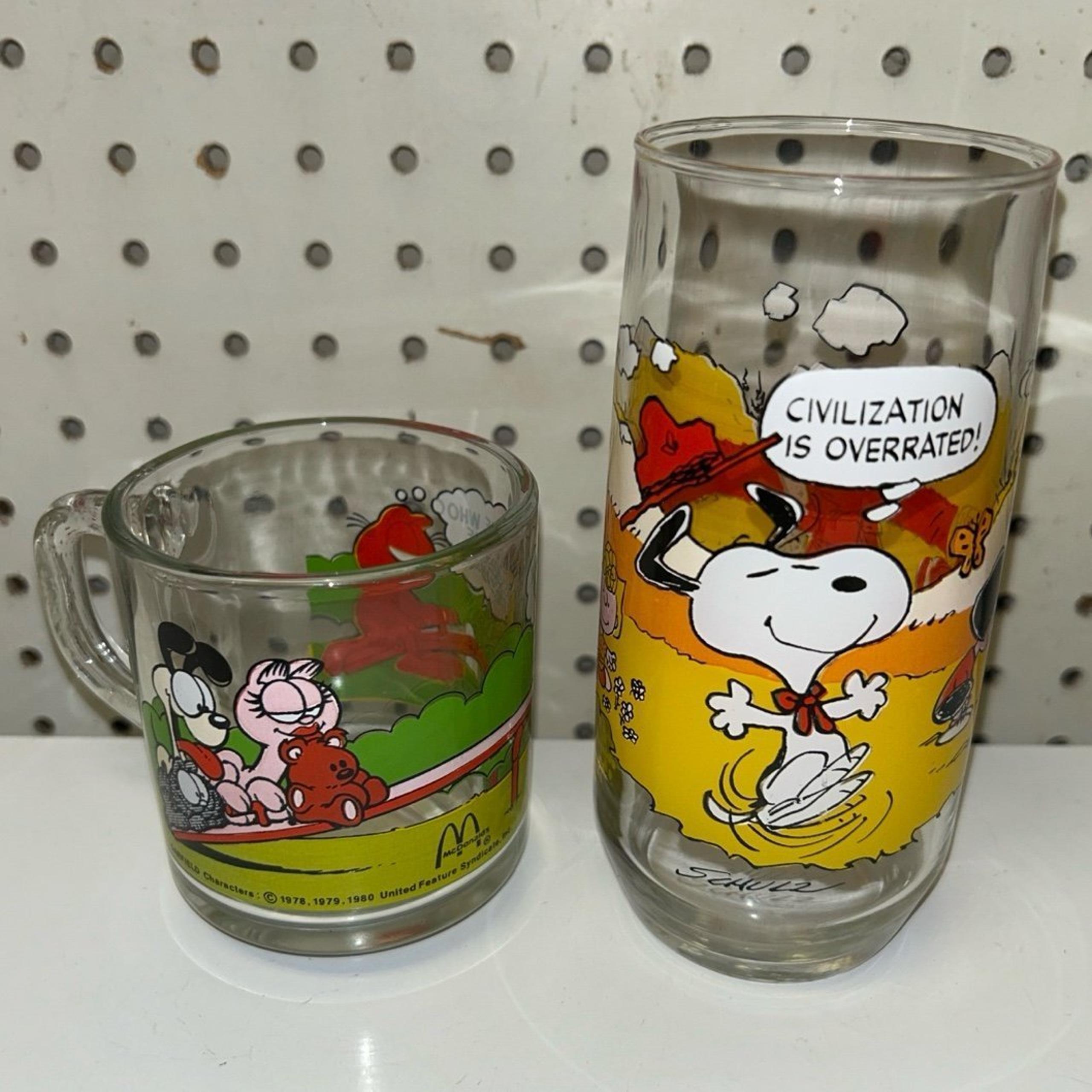 Vintage McDonald’s | Peanuts Camp Snoopy 1971 Glass & Garfield 1978 Mug Cup Lot