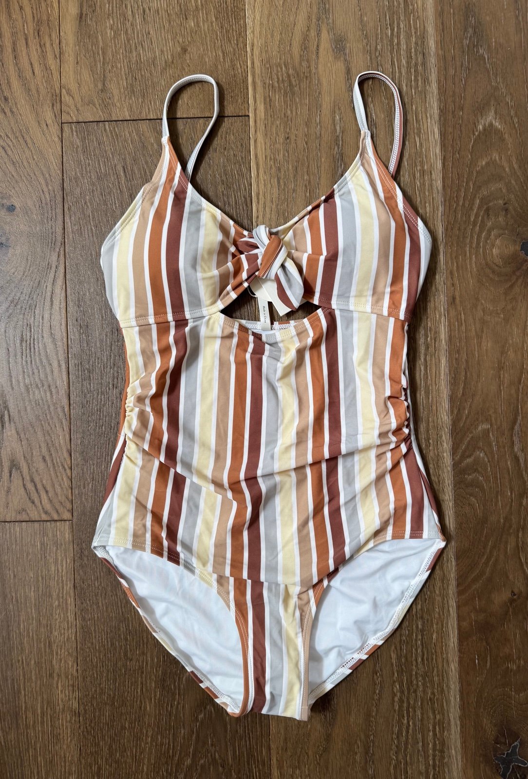 Rylee and Cru Women Swim Keyhole Multi Striped